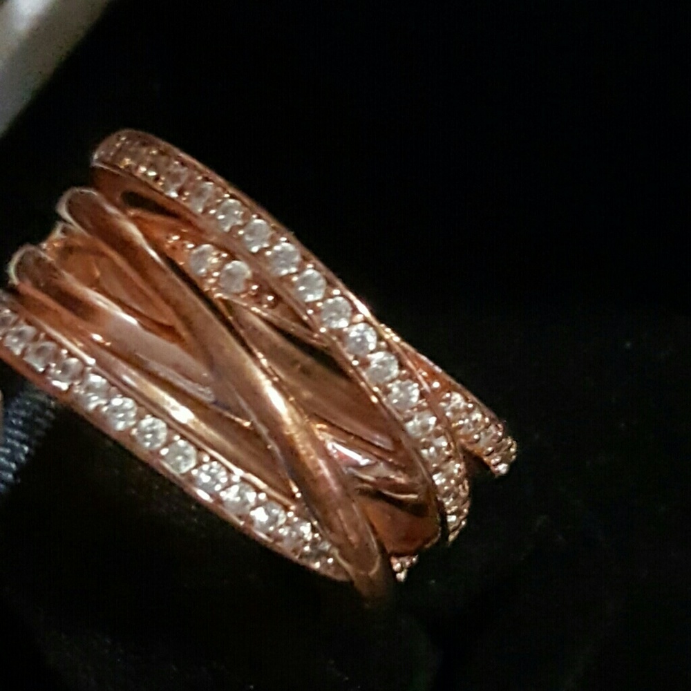Authentic Pandora rose gold ring with clear CZ #56